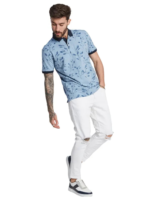 Octave Men Tropical Printed Polo Collar T-Shirt