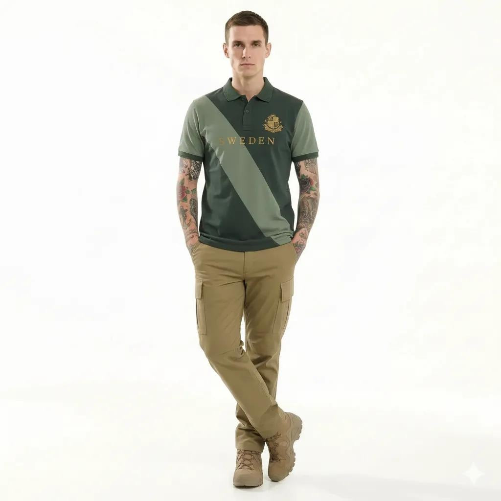 Octave Men Colourblocked Polo Collar T-shirt