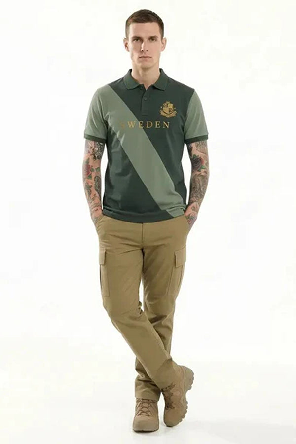 Octave Men Colourblocked Polo Collar T-shirt