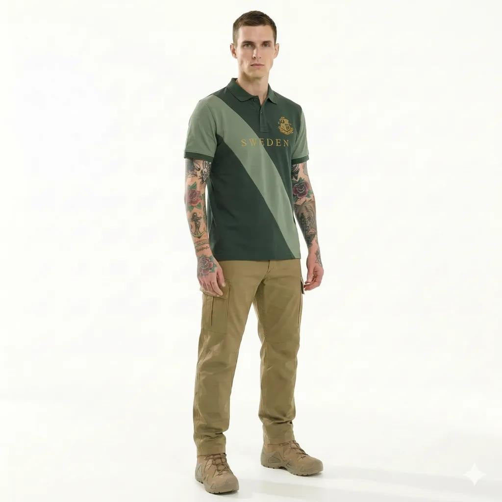Octave Men Colourblocked Polo Collar T-shirt