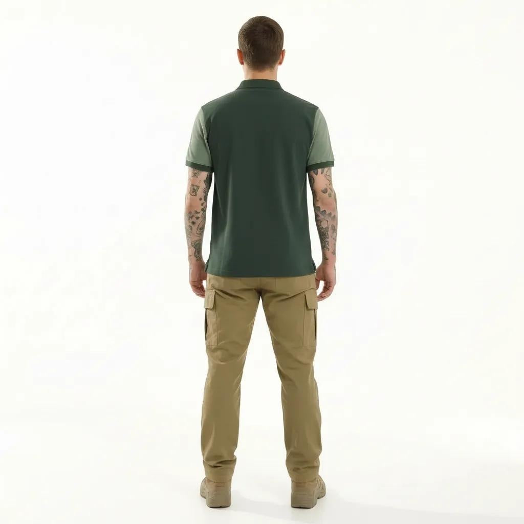 Octave Men Olive Colourblocked Polo Collar T-shirt