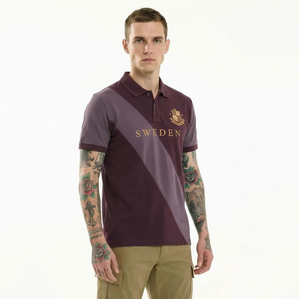 Octave Men Colourblocked Polo Collar T-shirt