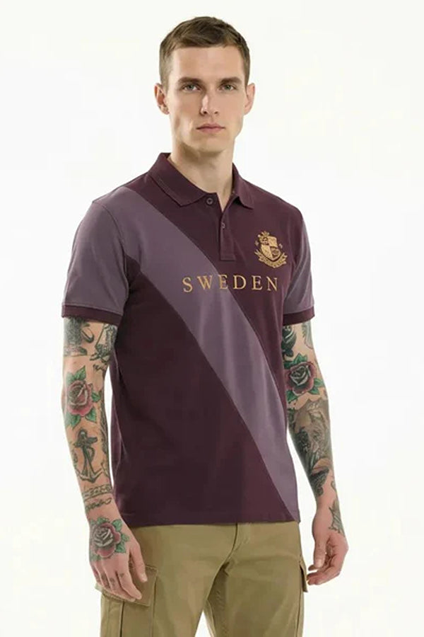 Octave Men Colourblocked Polo Collar T-shirt