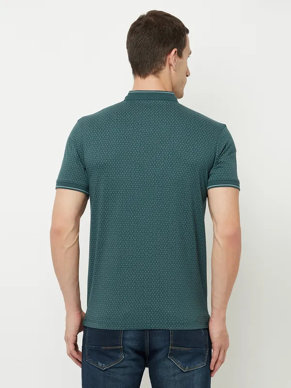 Octave Men Green Henley Neck T-Shirt