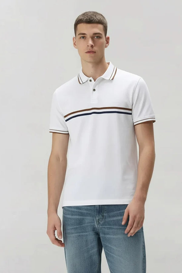 Men Striped Polo Collar T-shirt