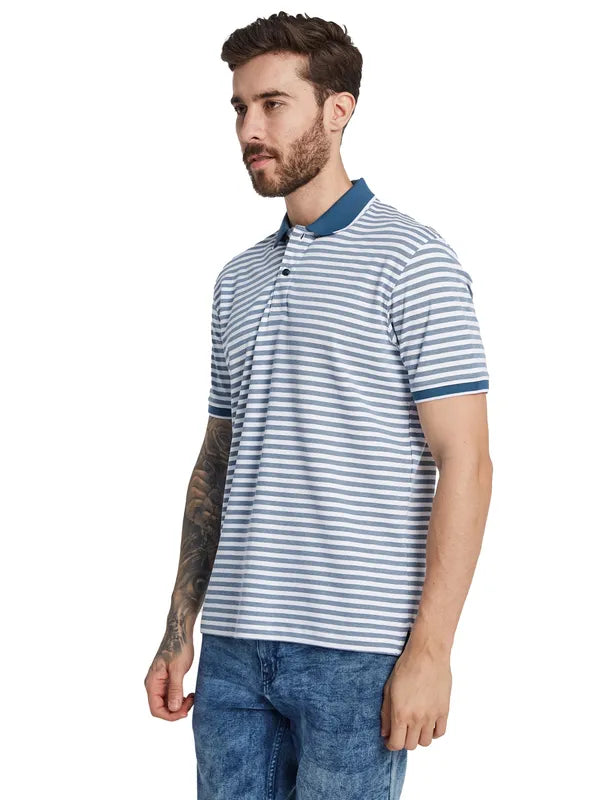 Octave Men Striped Polo Collar T-Shirt