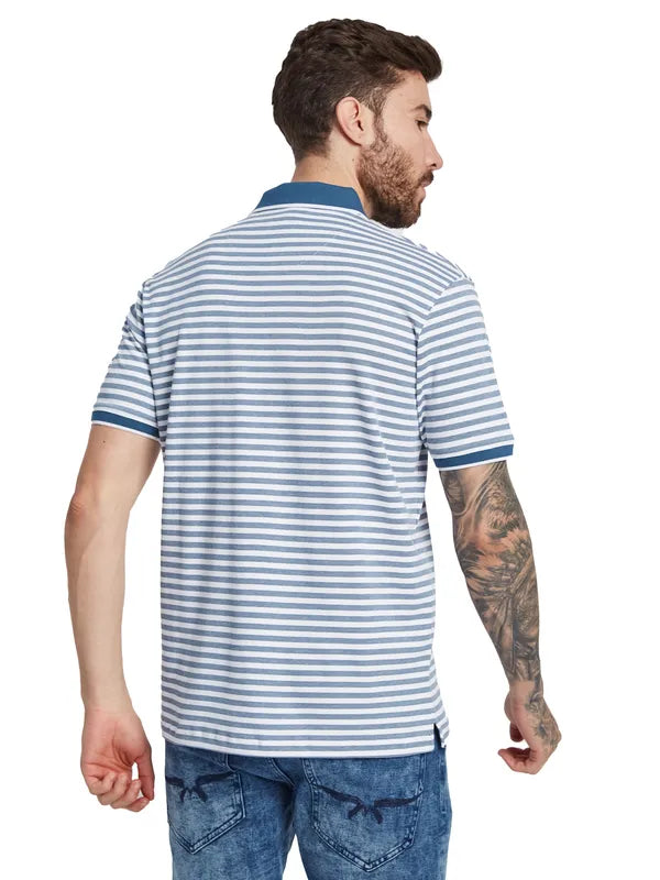 Octave Men Striped Polo Collar T-Shirt