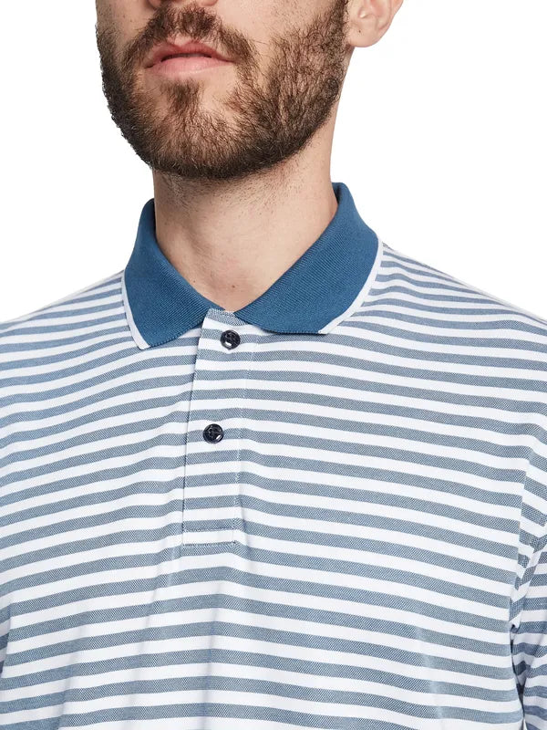 Octave Men Striped Polo Collar T-Shirt