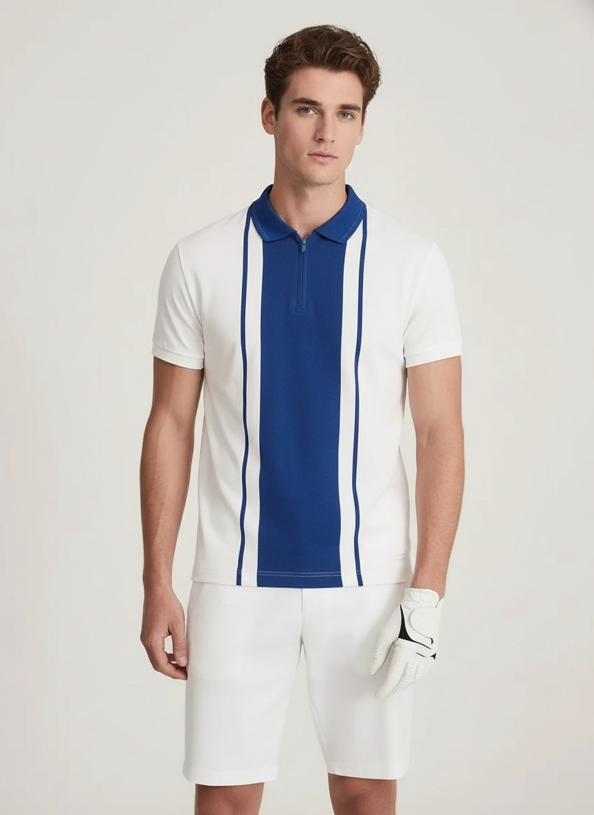 Men Air-Force Colourblocked Polo Collar T-shirt