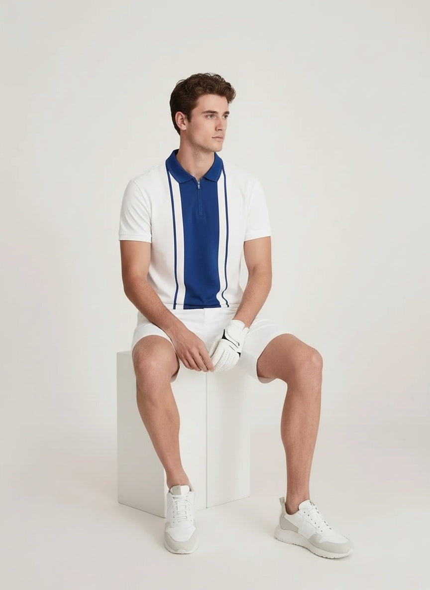 Men Air-Force Colourblocked Polo Collar T-shirt