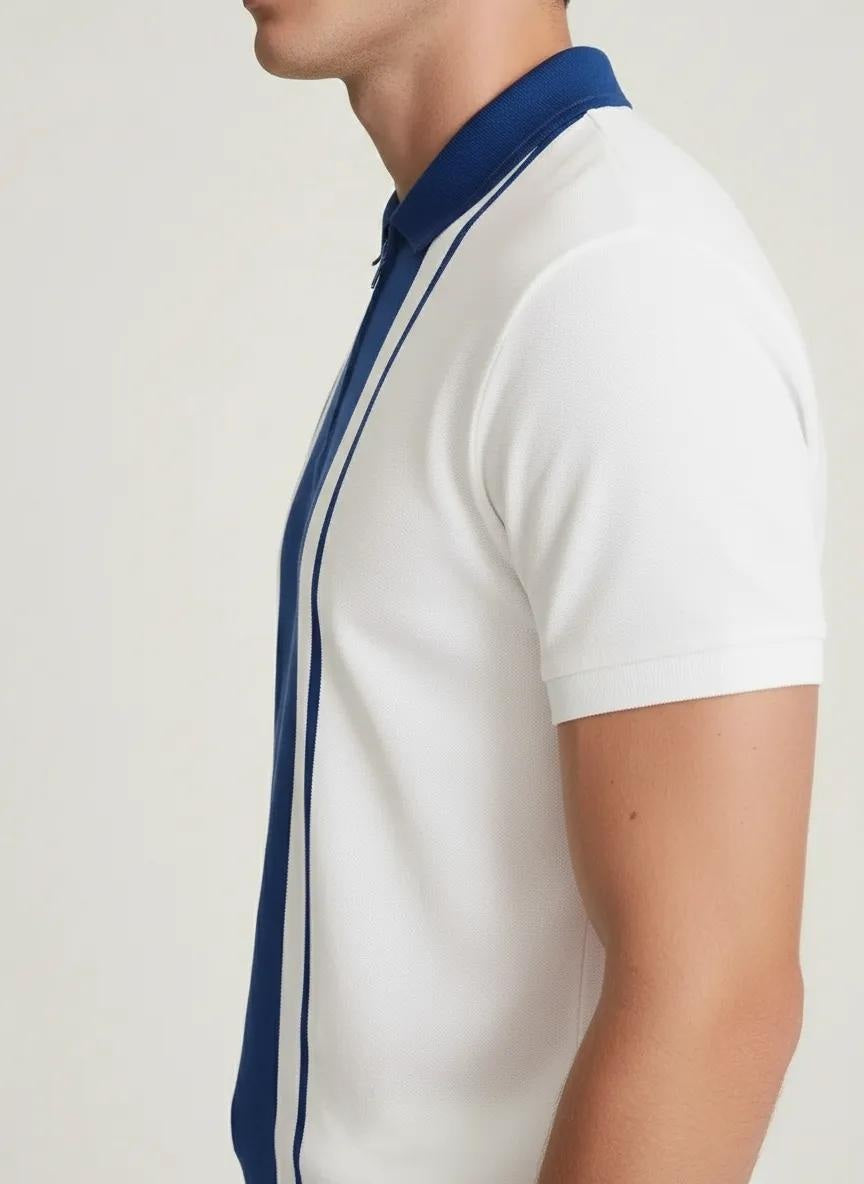 Men Air-Force Colourblocked Polo Collar T-shirt