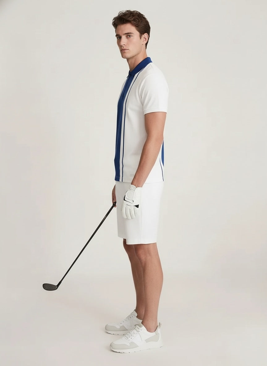 Men Air-Force Colourblocked Polo Collar T-shirt