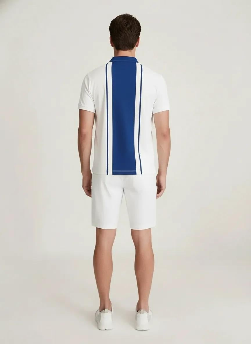 Men Air-Force Colourblocked Polo Collar T-shirt