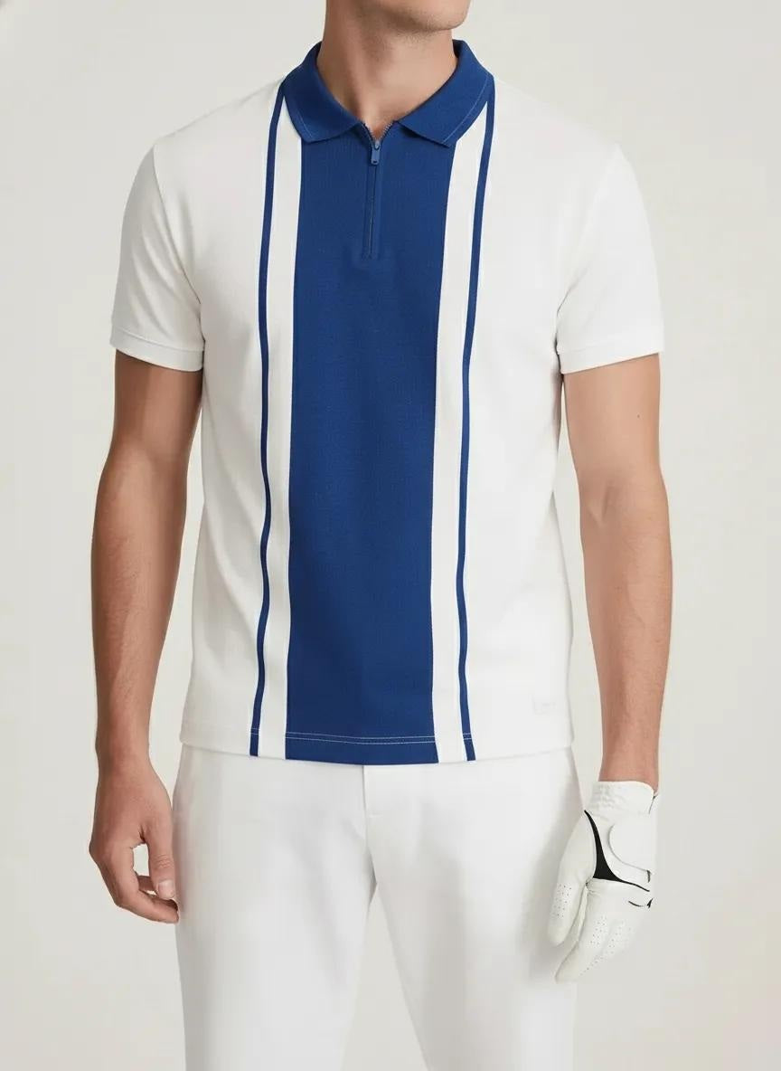 Men Air-Force Colourblocked Polo Collar T-shirt
