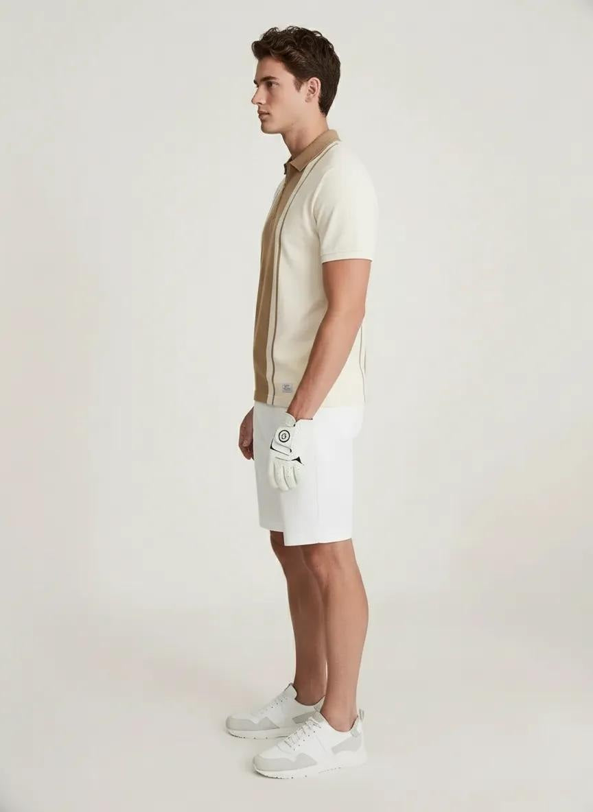 Men Khaki Colourblocked Polo Collar T-shirt
