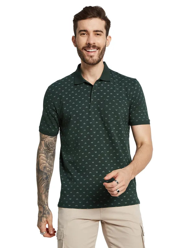 Octave Men Printed Polo Collar Pockets T-Shirt