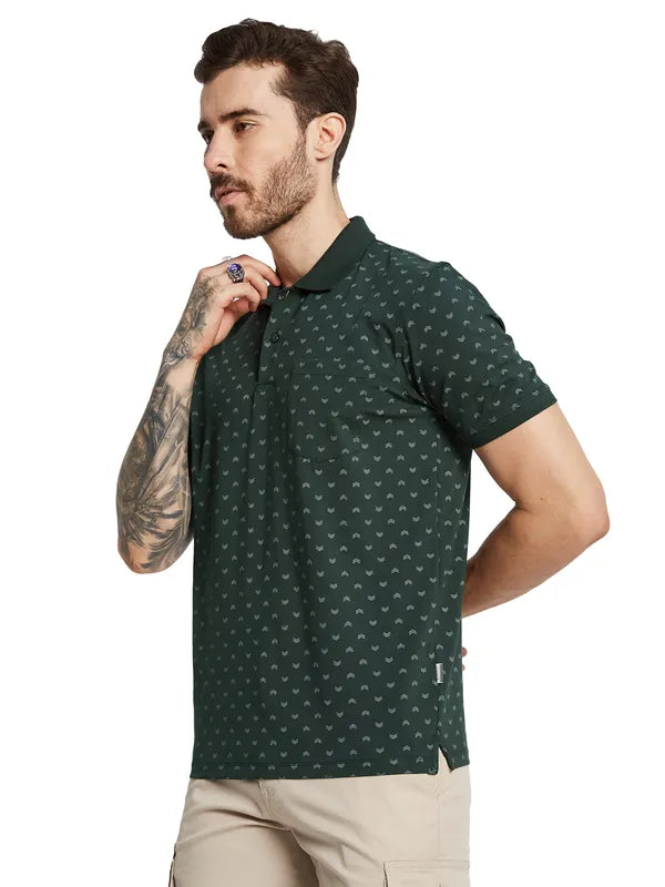 Octave Men Printed Polo Collar Pockets T-Shirt