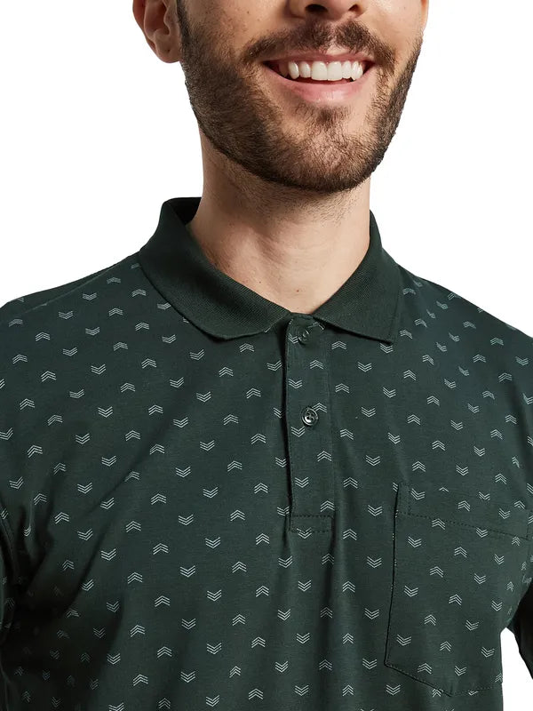 Octave Men Printed Polo Collar Pockets T-Shirt