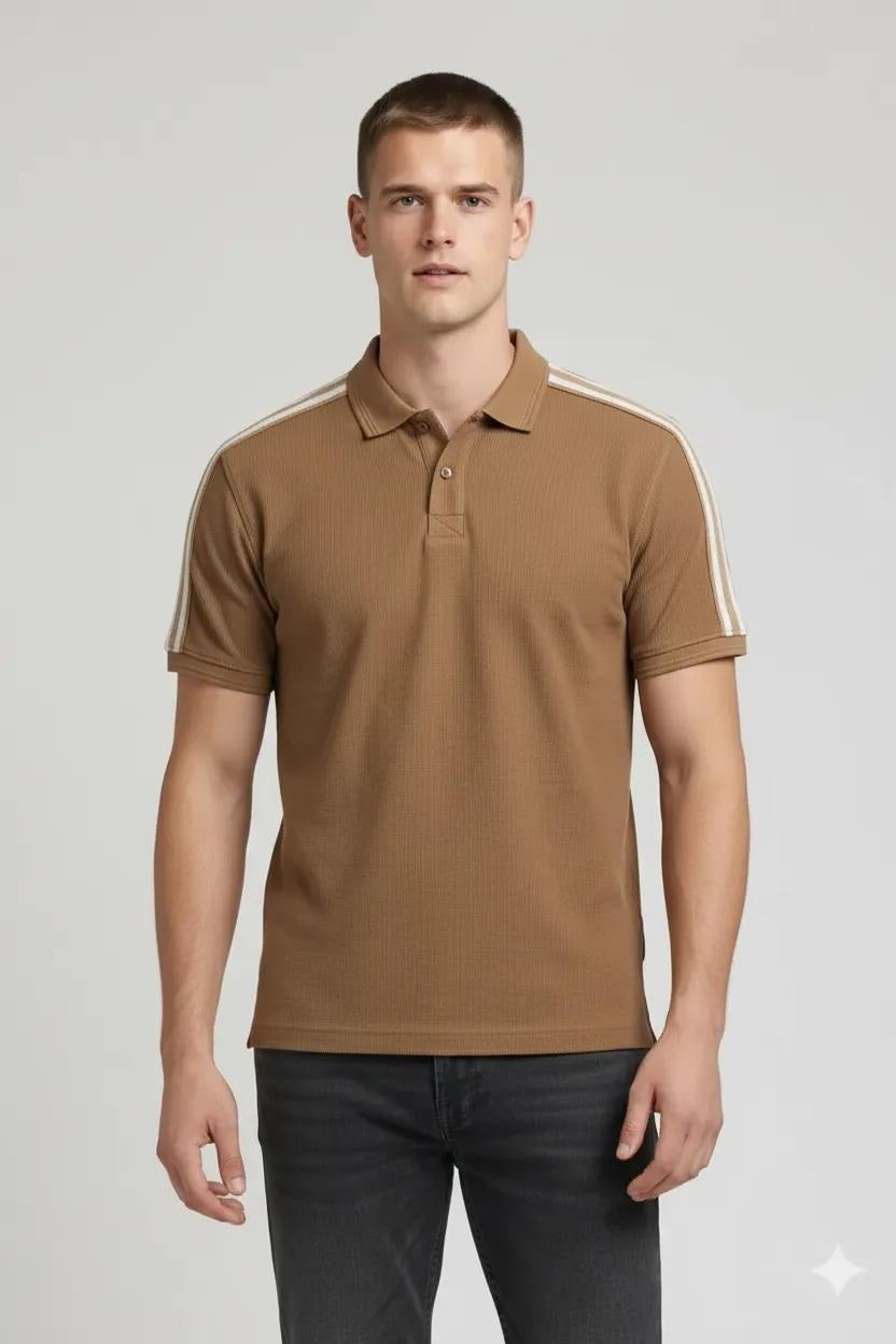 Men Malt Striped Polo Collar T-shirt