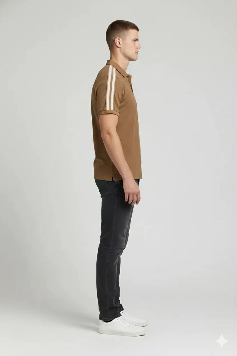 Men Malt Striped Polo Collar T-shirt