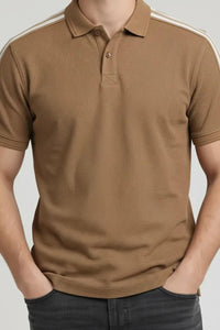Men Malt Striped Polo Collar T-shirt