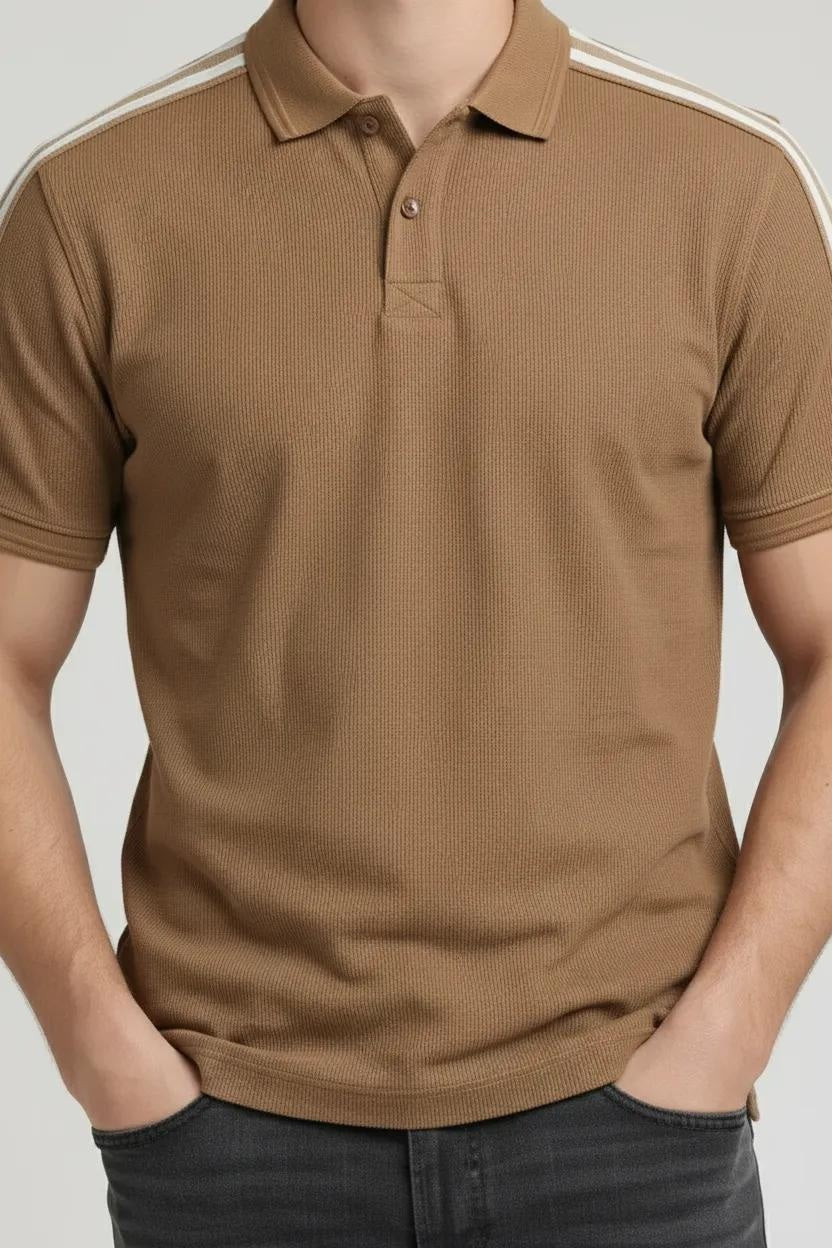Men Striped Polo Collar T-shirt