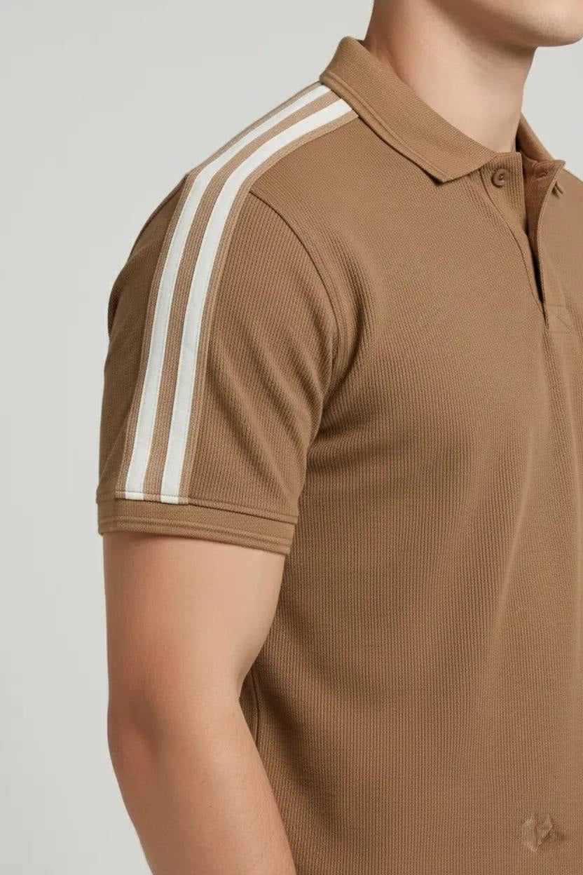 Men Striped Polo Collar T-shirt