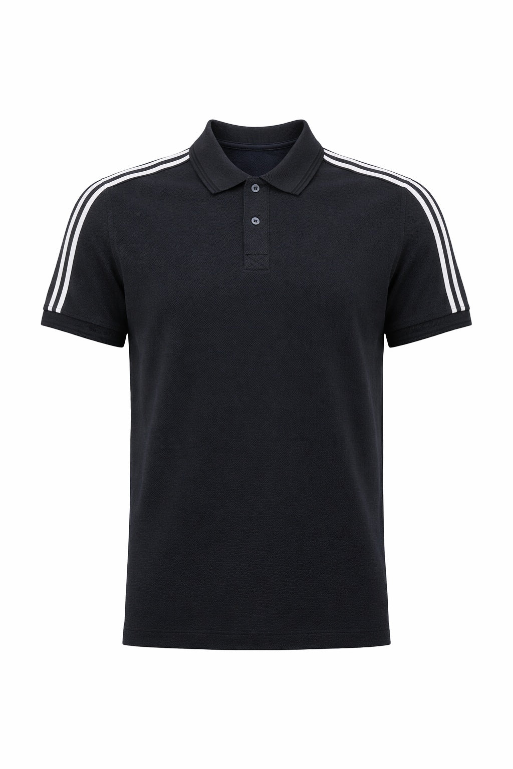 Men Navy Striped Polo Collar T-shirt