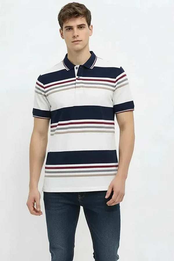 Men Colourblocked Polo Collar T-shirt