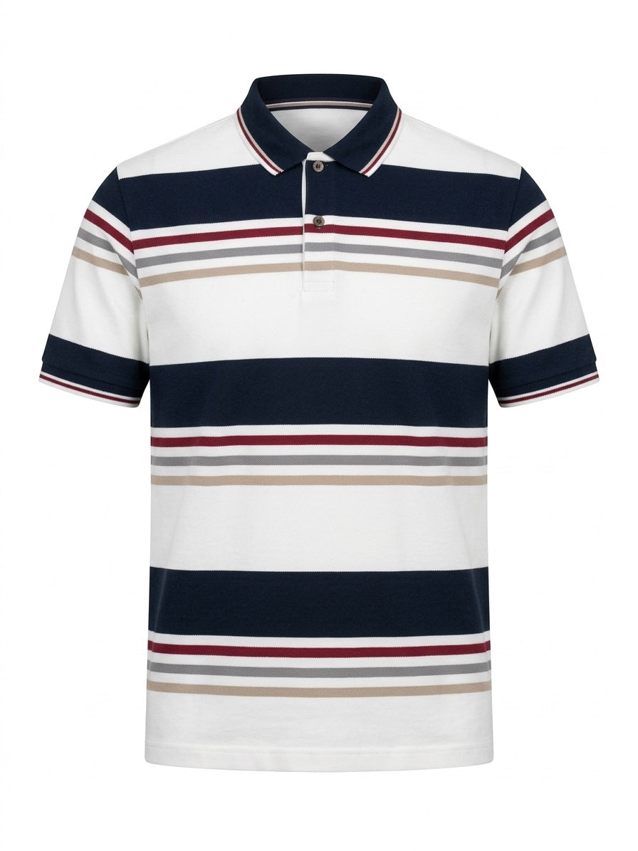 Men Navy Colourblocked Polo Collar T-shirt