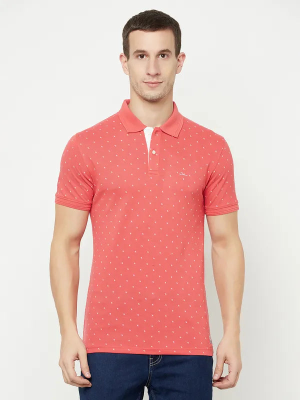 Octave Men Coral Polo Collar T-Shirt