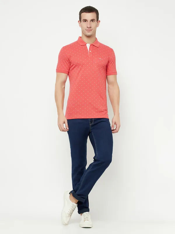 Octave Men Coral Polo Collar T-Shirt