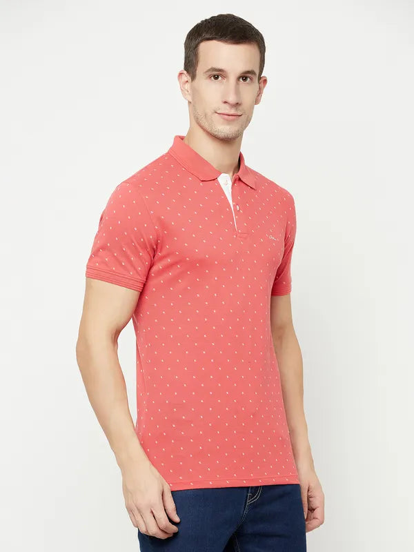 Octave Men Coral Polo Collar T-Shirt