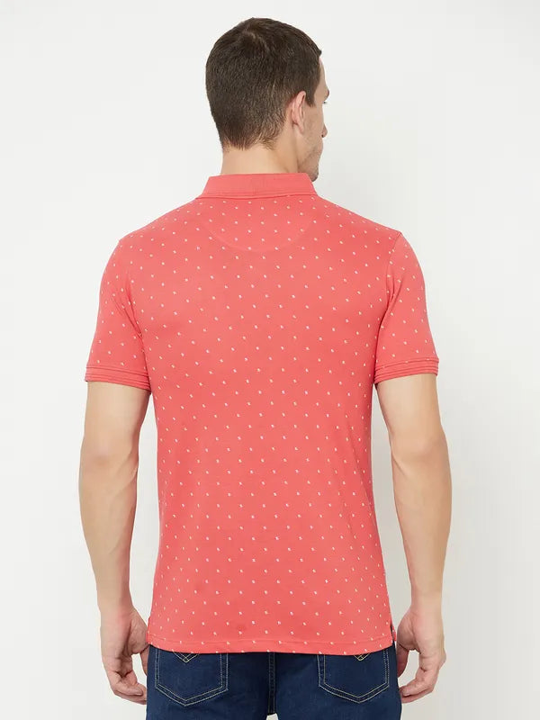 Octave Men Coral Polo Collar T-Shirt