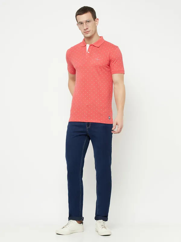 Octave Men Coral Polo Collar T-Shirt