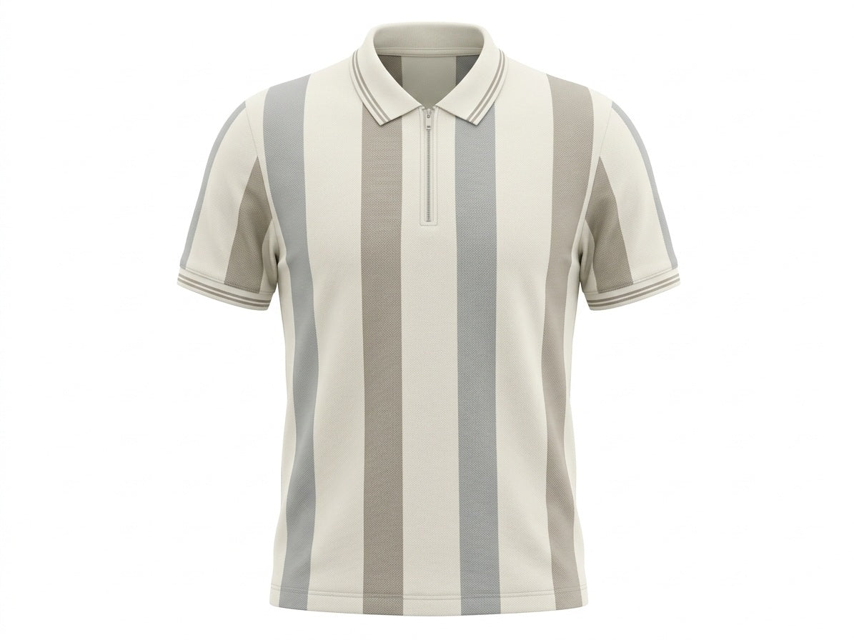 Men Stone Striped Polo Collar T-shirt