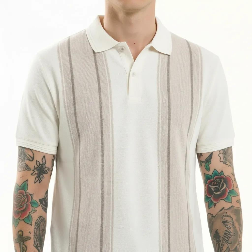 Octave Men Colourblocked Polo Collar T-shirt