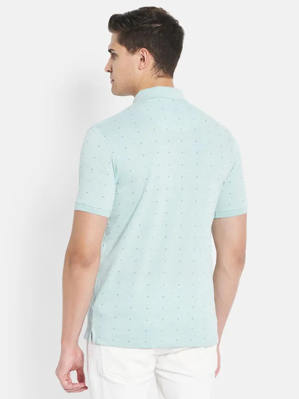 Octave Men Blue Checked Polo Collar T-Shirt