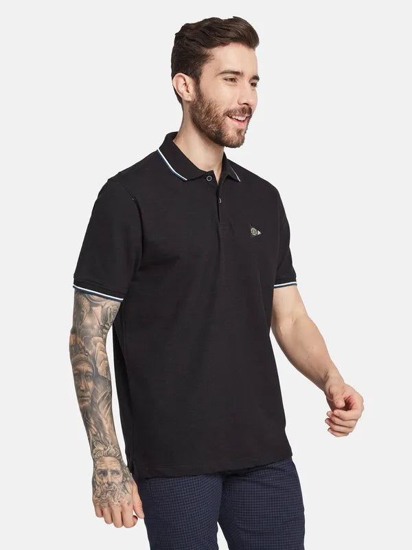 Octave Ss24 Men Polo Collar Applique T-Shirt