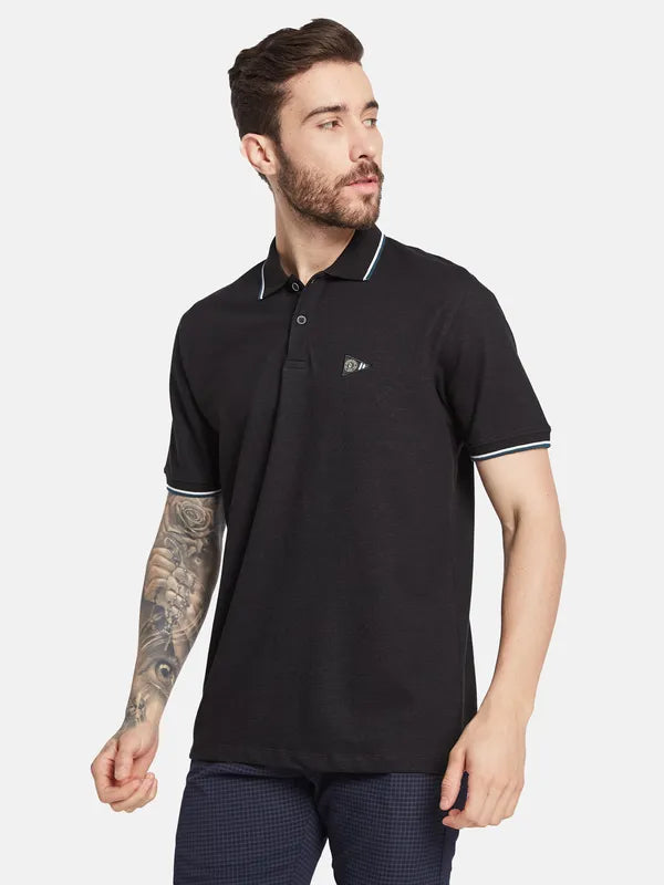 Octave Ss24 Men Polo Collar Applique T-Shirt