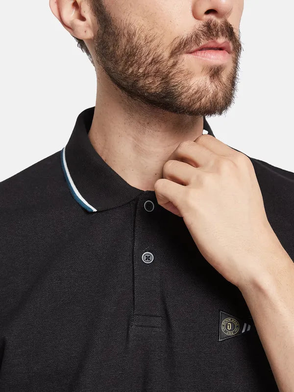 Octave Ss24 Men Polo Collar Applique T-Shirt