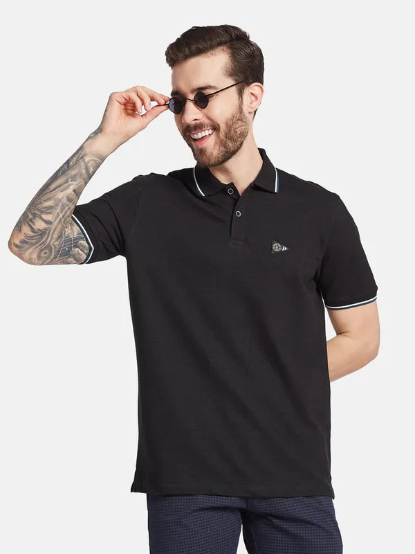 Octave Ss24 Men Polo Collar Applique T-Shirt