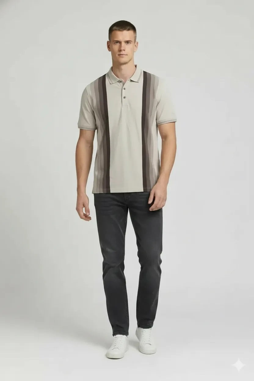 Men Arona Striped Polo Collar T-shirt