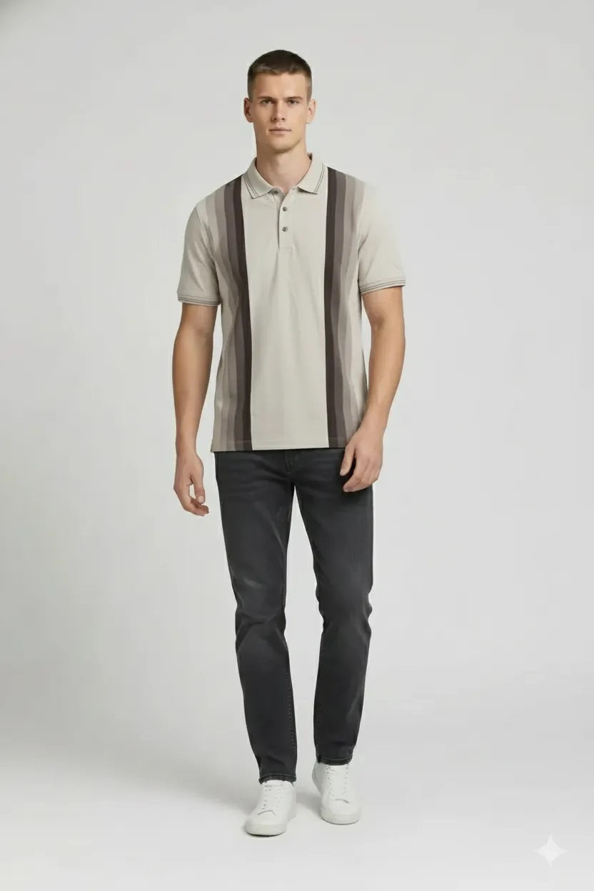 Men Arona Striped Polo Collar T-shirt
