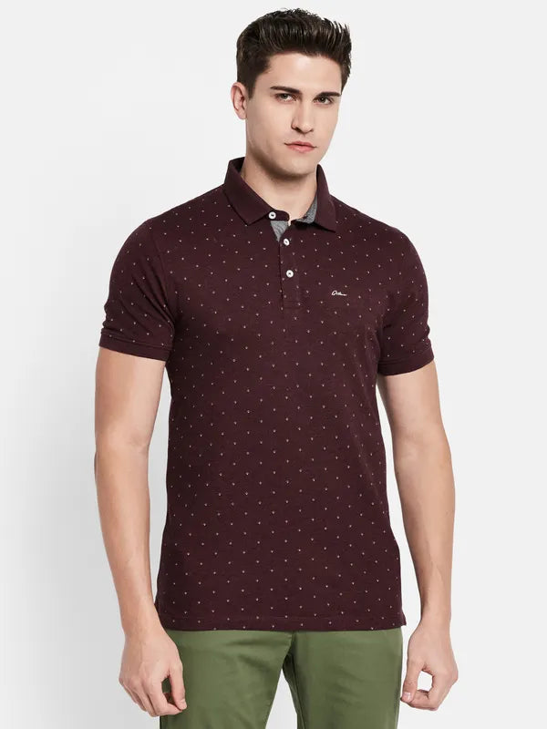 Octave Men Maroon Polo Collar T-Shirt