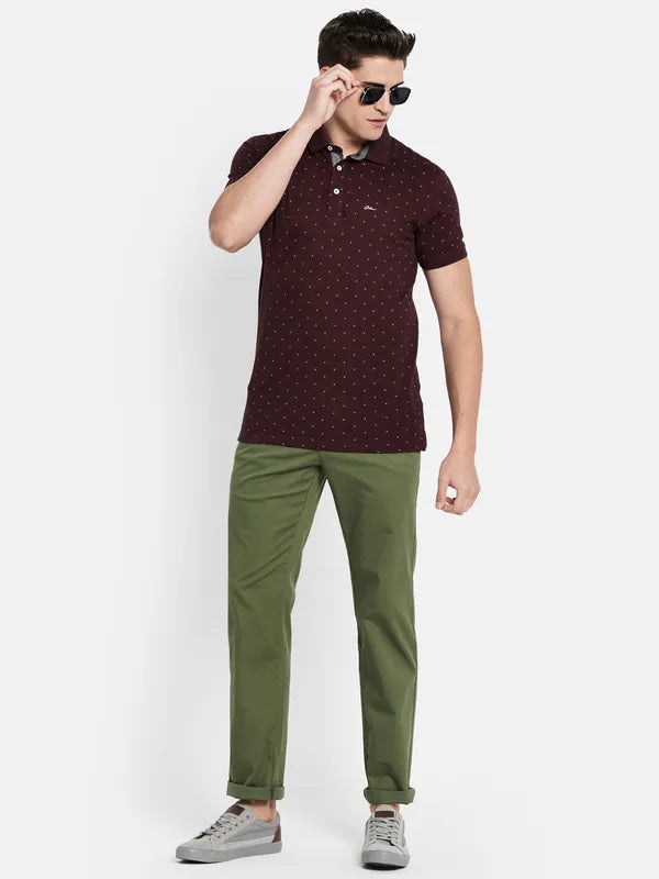 Octave Men Maroon Polo Collar T-Shirt