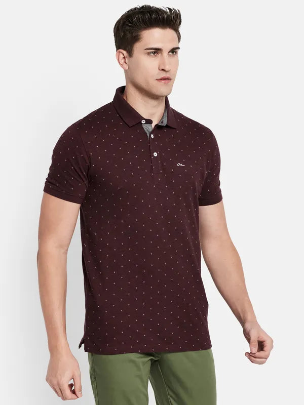 Octave Men Maroon Polo Collar T-Shirt