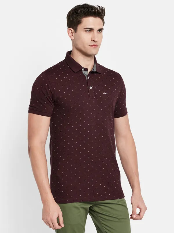 Octave Men Maroon Polo Collar T-Shirt