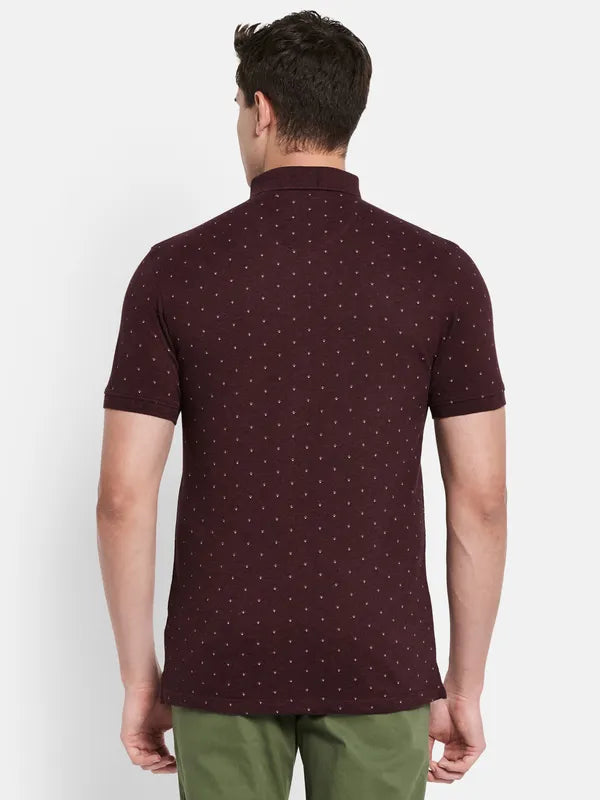 Octave Men Maroon Polo Collar T-Shirt