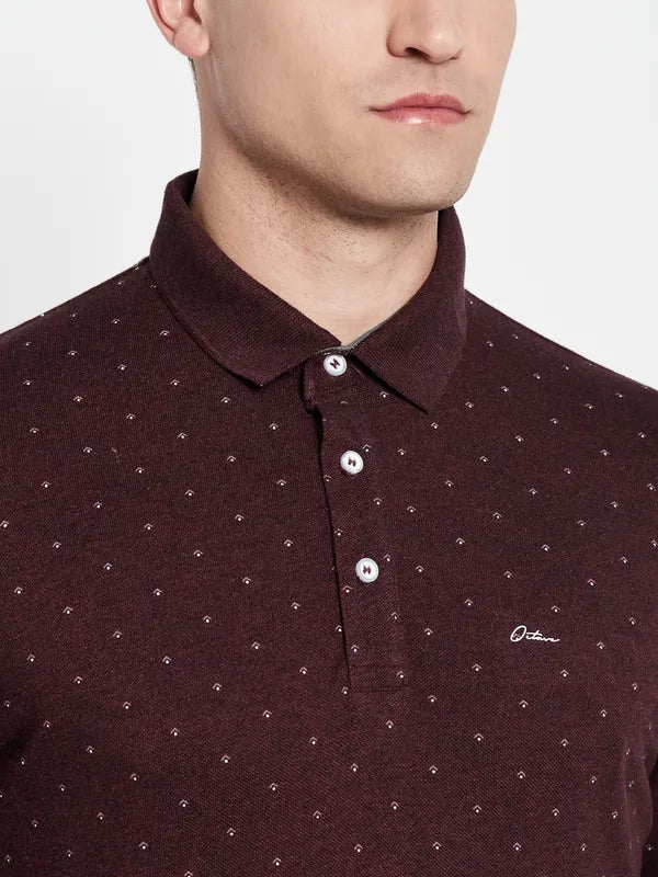 Octave Men Maroon Polo Collar T-Shirt